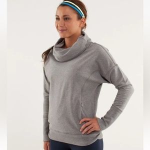 Lululemon Rest Day Cowl Neck Pullover Heathered Fossil Grey Size 6